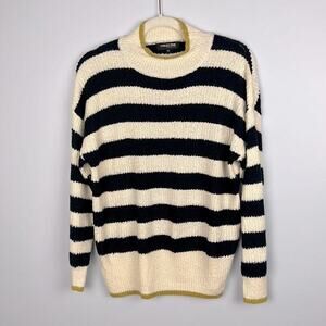 Debenhams striped mock neck cozy large sweater